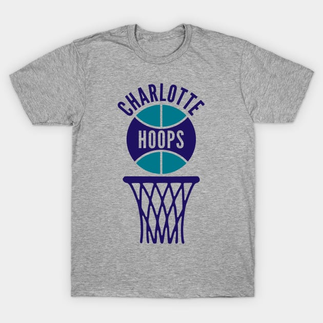 Retro Charlotte Hoops Logo T-Shirt by Double-Double Designs